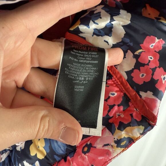 Joules Puffer Vest Women's 4 Red Full Zip Zip Pockets Right as Rain Collection - Picture 7 of 12